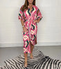 EthnoGlanz | Kimono-Midikleid mit Geometrischem Ethno-Print