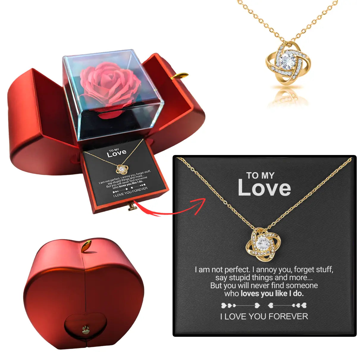 Ewige Rose | Schmuckbox mit Elegante Halskette