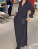 EleganzKleid | Stilvolles langes Kleid mit Kragen und Taschen
