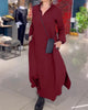 EleganzKleid | Stilvolles langes Kleid mit Kragen und Taschen