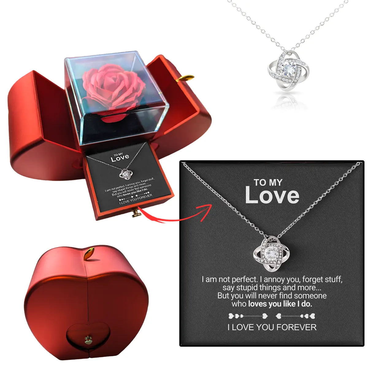 Ewige Rose | Schmuckbox mit Elegante Halskette