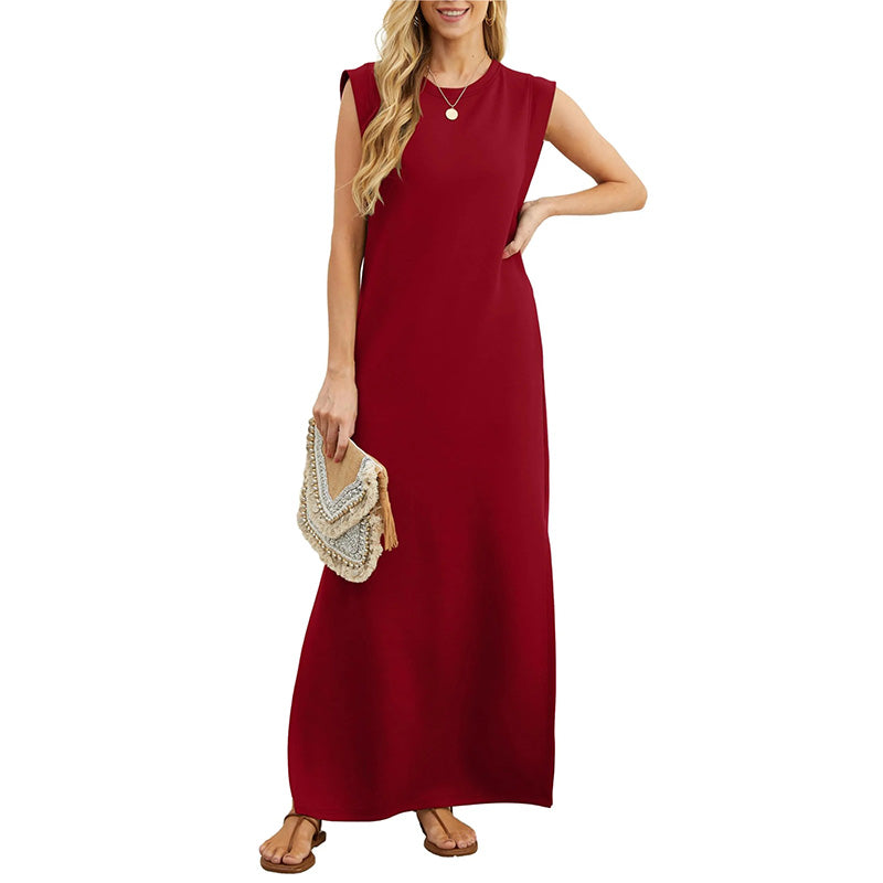 SchlichtSchick | Ärmelloses Maxikleid mit Schulterpolstern