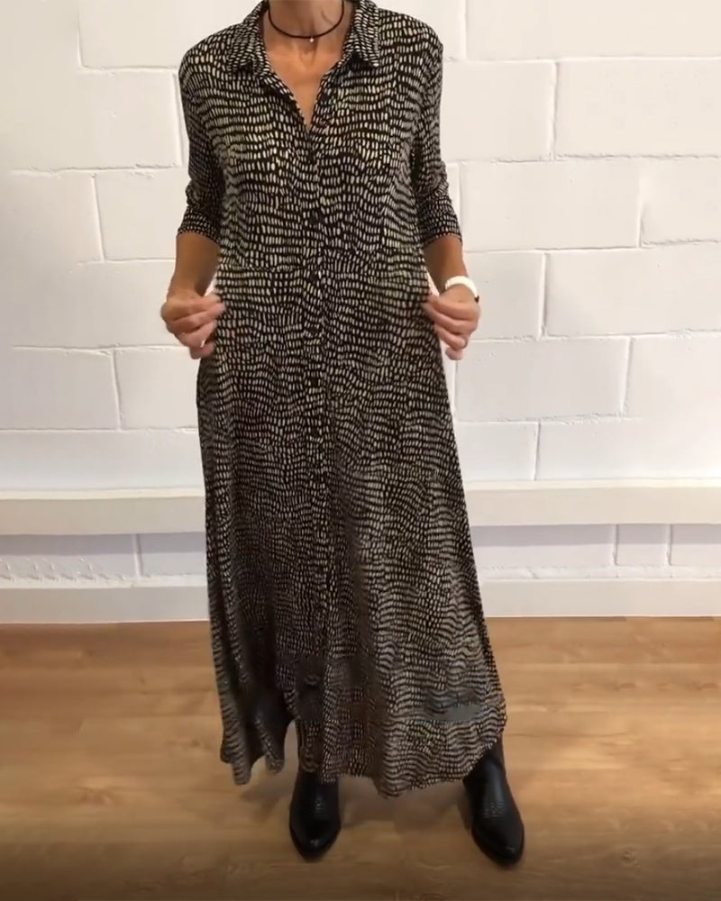 MusterFlair | Elegantes Hemdblusenkleid mit Maxilänge und Taschen