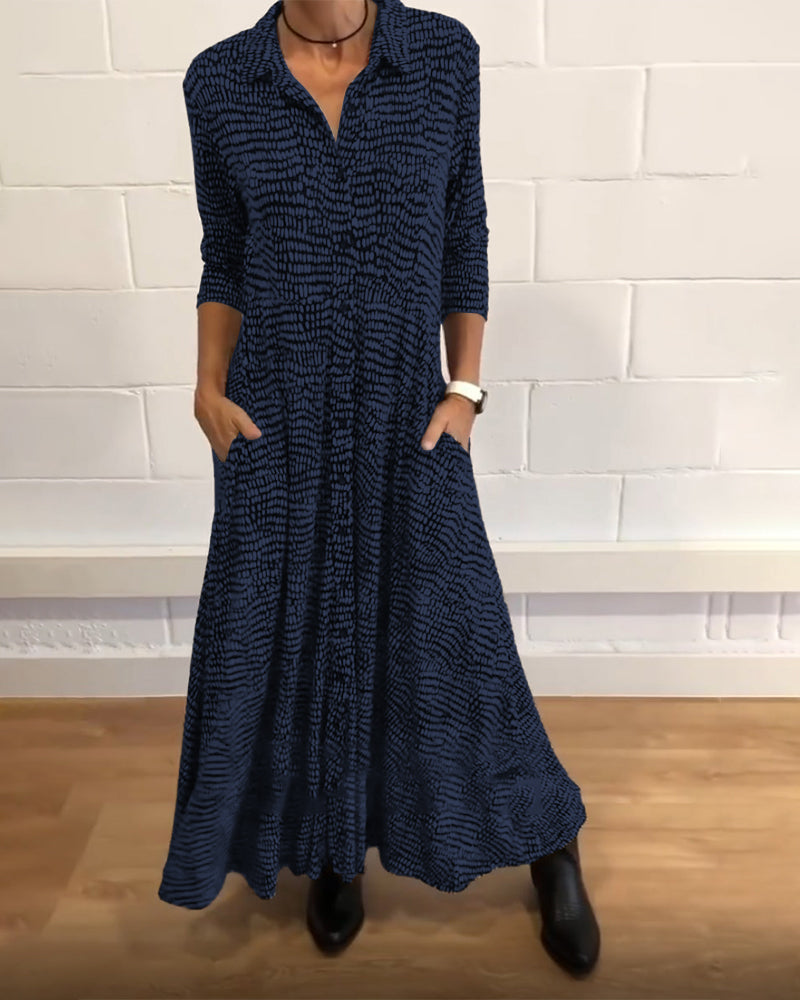 MusterFlair | Elegantes Hemdblusenkleid mit Maxilänge und Taschen