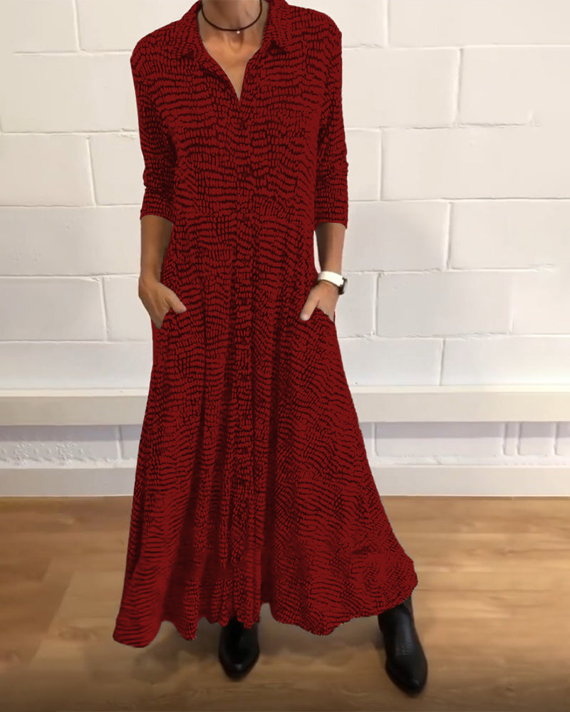 MusterFlair | Elegantes Hemdblusenkleid mit Maxilänge und Taschen