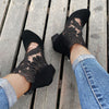 Modeabsätze | Stiefeletten mit Spitzeneinsatz und Blockabsatz
