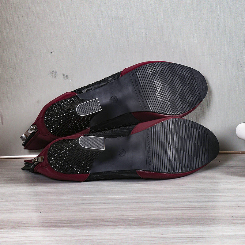 Modeabsätze | Stiefeletten mit Spitzeneinsatz und Blockabsatz