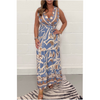 RetroStil | Ärmelloses Maxikleid mit Wickelausschnitt und Musterprint