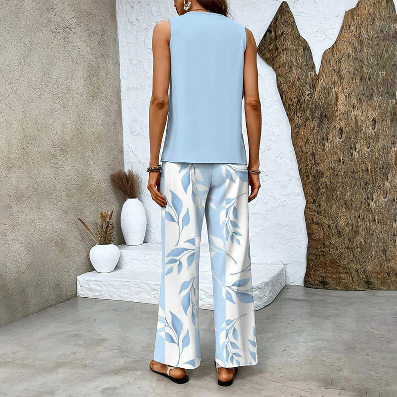 SommerZweig | Zweiteiliges Set mit Ärmellosem Top & Weitbein-Hose