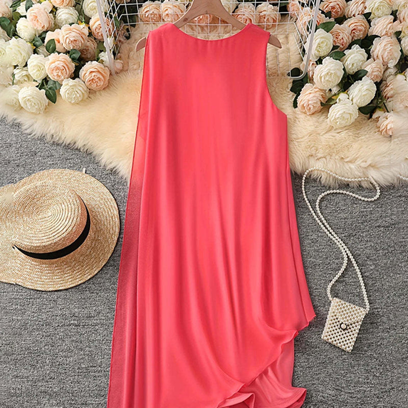 GlanzTraum | Kleid mit asymmetrischem Chiffon-Überwurf