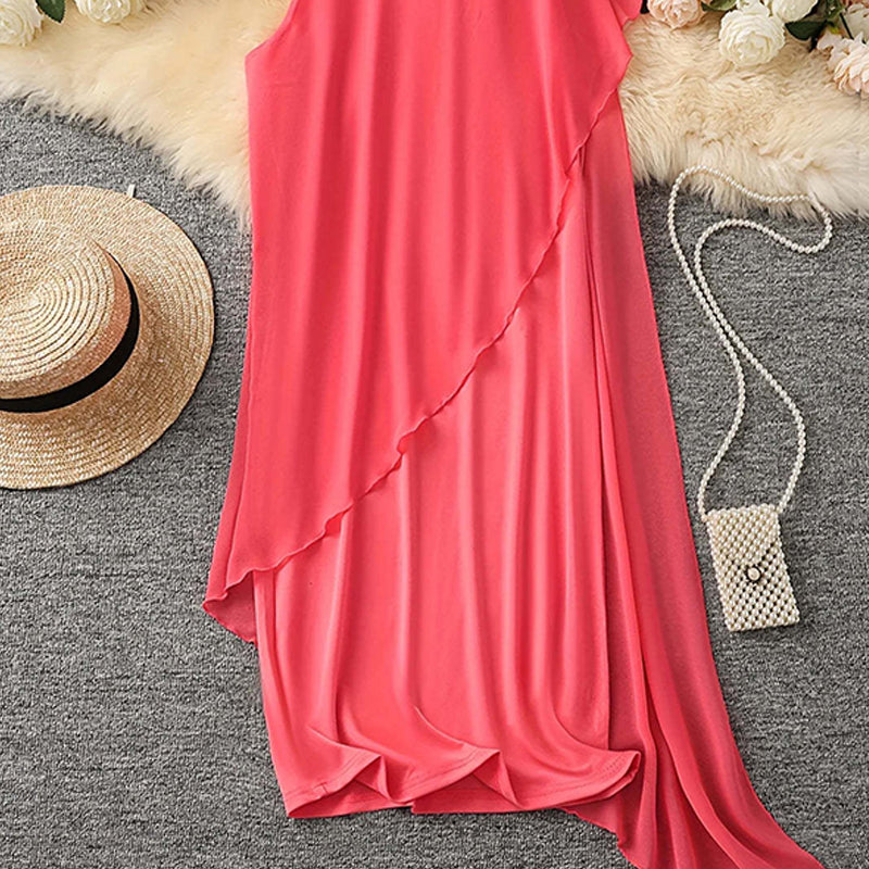 GlanzTraum | Kleid mit asymmetrischem Chiffon-Überwurf